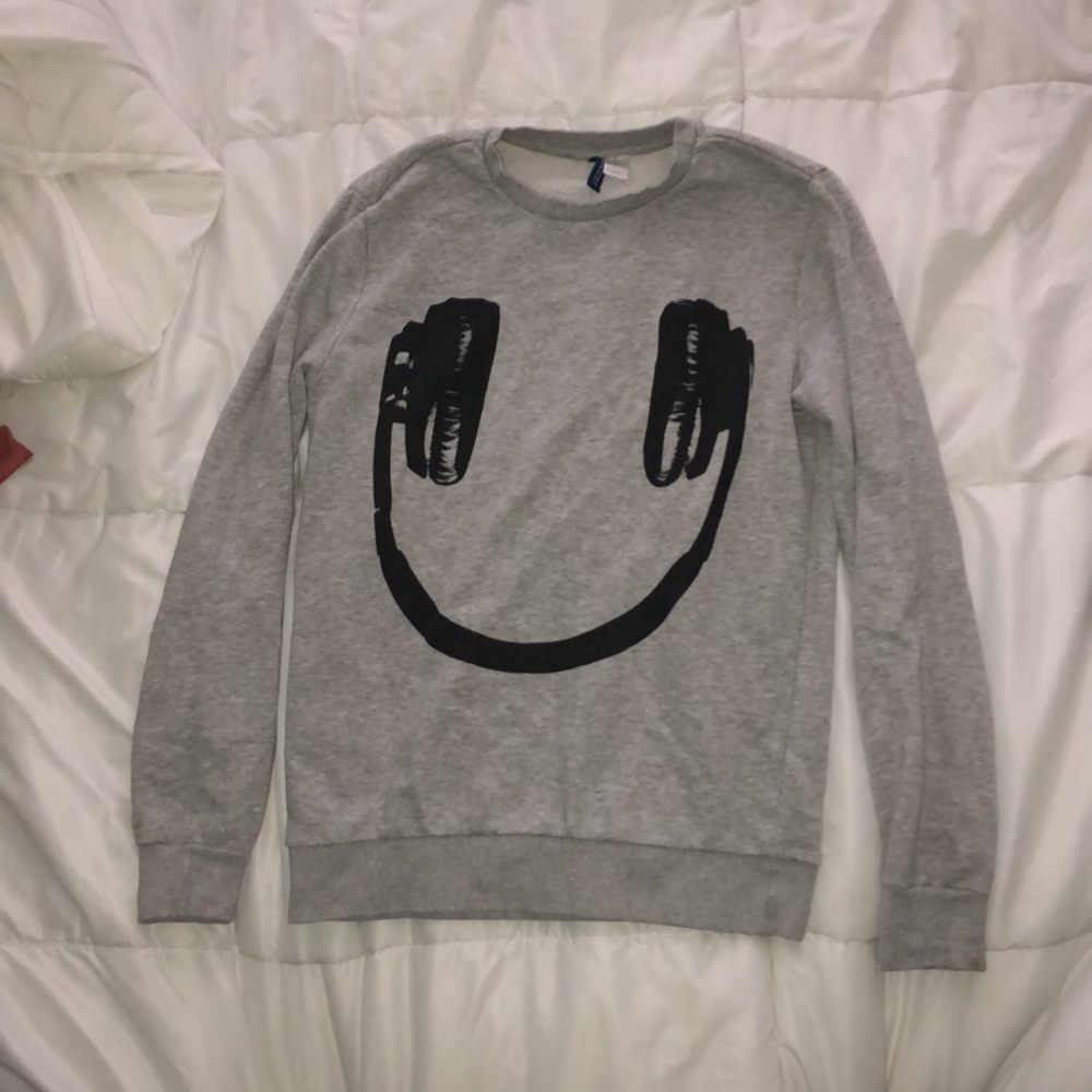 H&M Unisex Grey Sweatshirt w/ headphone design